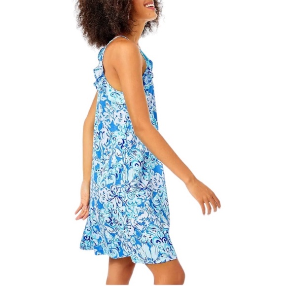 Lilly Pulitzer Billie Dress SZ S Saltwater Blue Suns Out Funs Out - Picture 2 of 14
